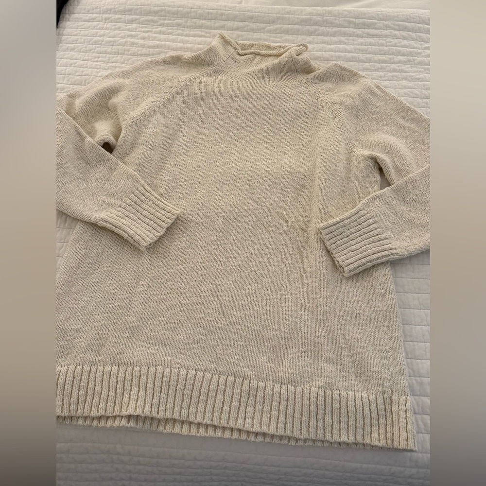 L.L. Bean Cream Mock Neck Sweater